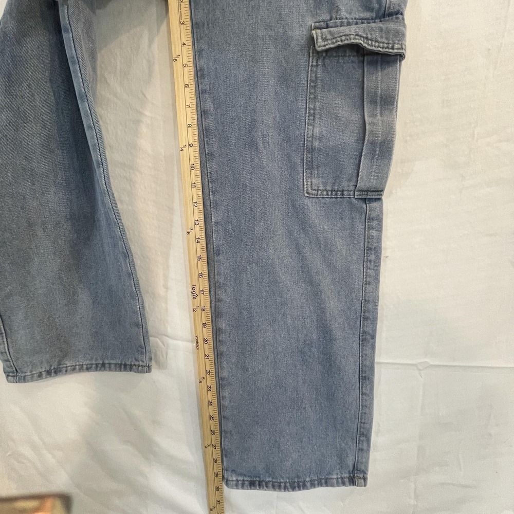 SheIn Jeans Womens 4 Light Wash Blue Cargo Wide Leg High Rise‎ Relaxed Denim - Picture 5 of 11